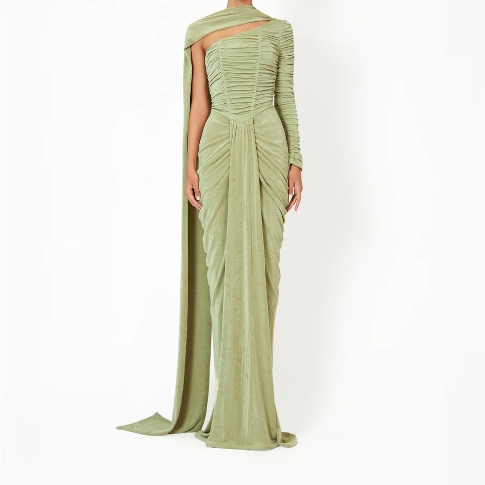 One-Shoulder Sage Green Dress